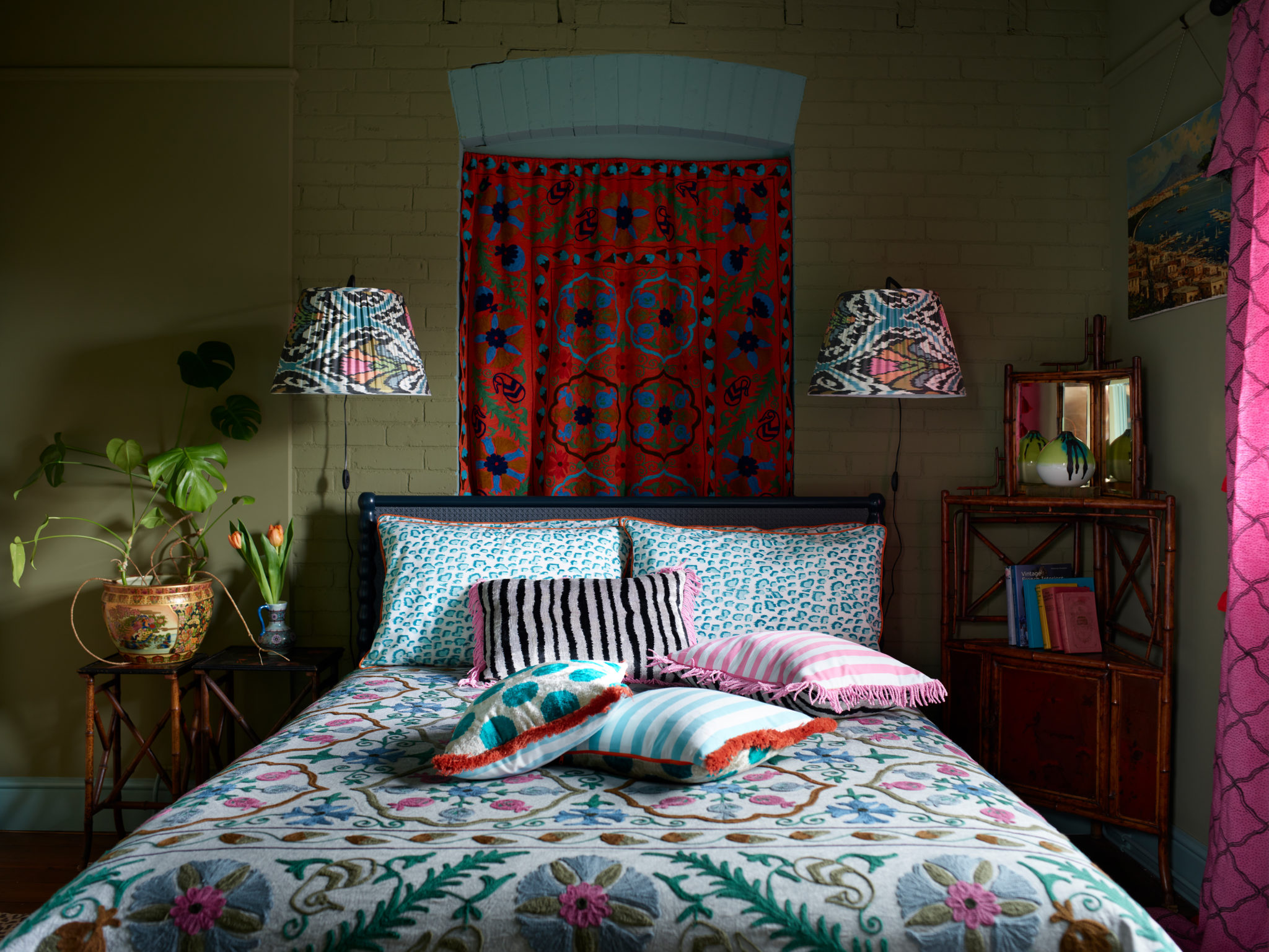 5 Glorious Green Interior Colour Ideas Edward Bulmer Natural Paint   EBNP Drab Green Aquatic Ceiling And Woodwork Tingry Headboard That Rebel House Dusk Collection Photography By Rachael Smith 1 